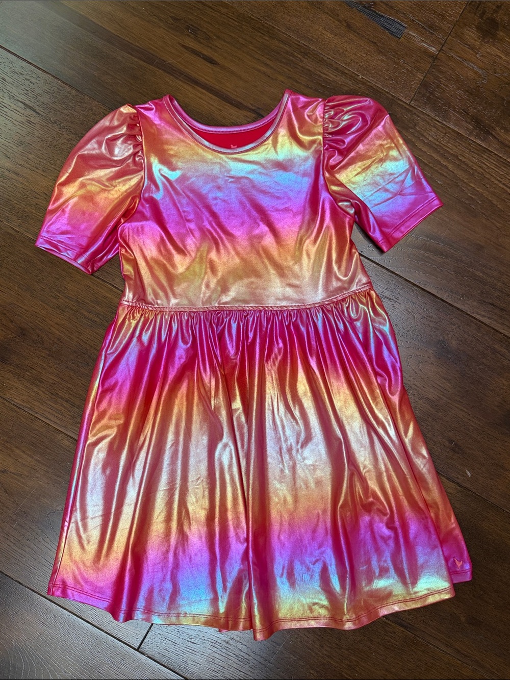 Pink Chicken - Girls Lame Laurie Dress - Rainbow Pink Iridescent - Size: 8Y